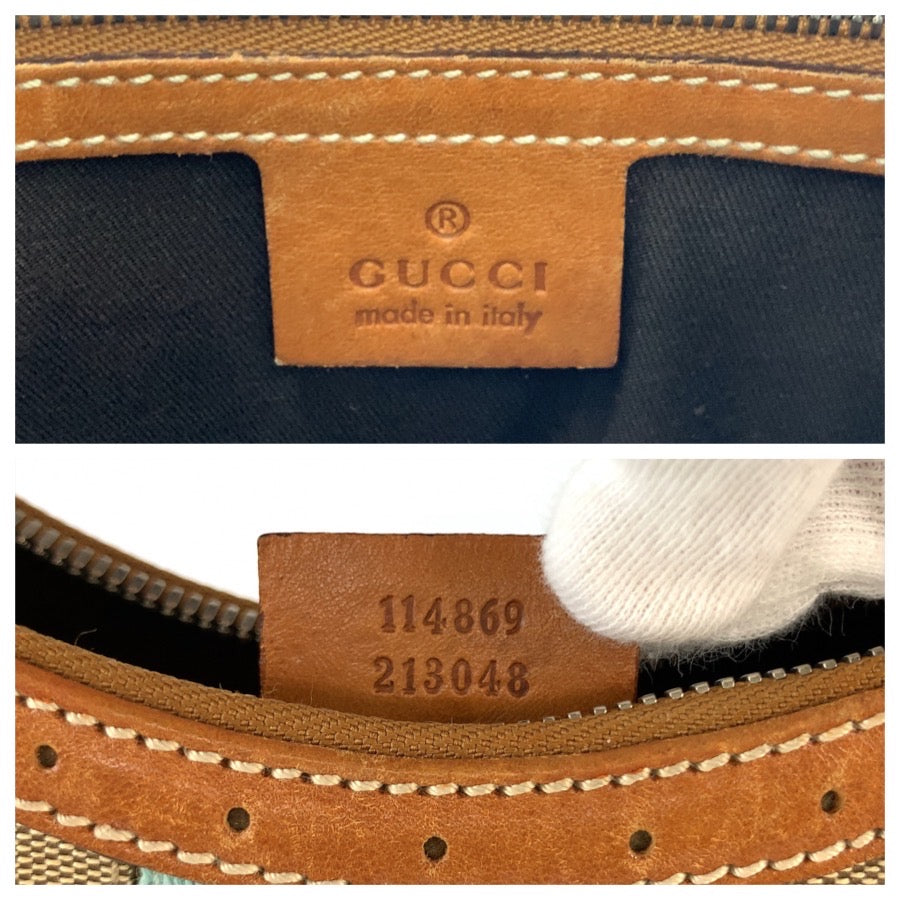 25737
GUCCI グッチ インターロッキング シェリーライン ホーボー ベージュ ブラウン シルバー金具 キャンバス / レザー 114869 ショルダーバッグ レディース AB37