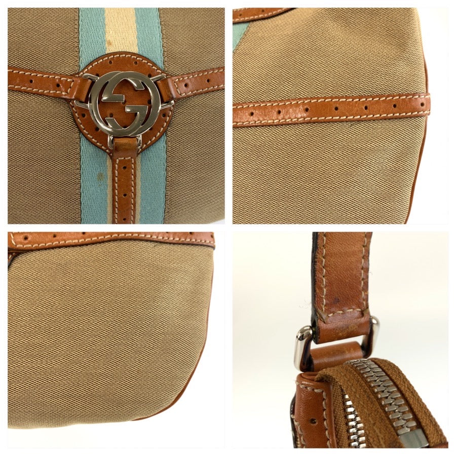 25737
GUCCI グッチ インターロッキング シェリーライン ホーボー ベージュ ブラウン シルバー金具 キャンバス / レザー 114869 ショルダーバッグ レディース AB37