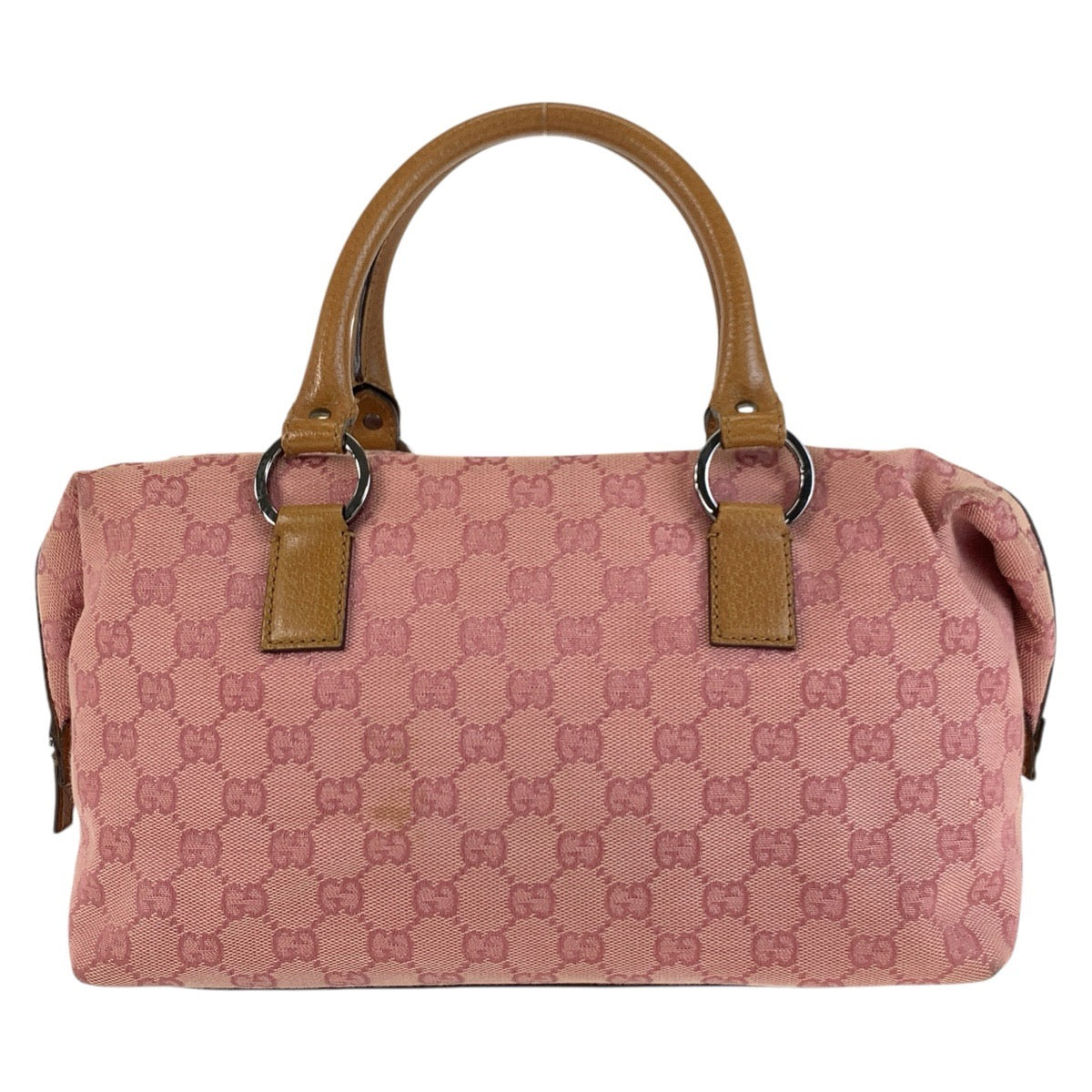 25738
GUCCI グッチ ピンク ブラウン シルバー金具 GGキャンバス / レザー 113009 ハンドバッグ レディース AB28