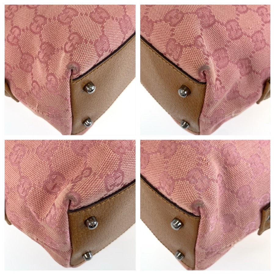 25738
GUCCI グッチ ピンク ブラウン シルバー金具 GGキャンバス / レザー 113009 ハンドバッグ レディース AB28