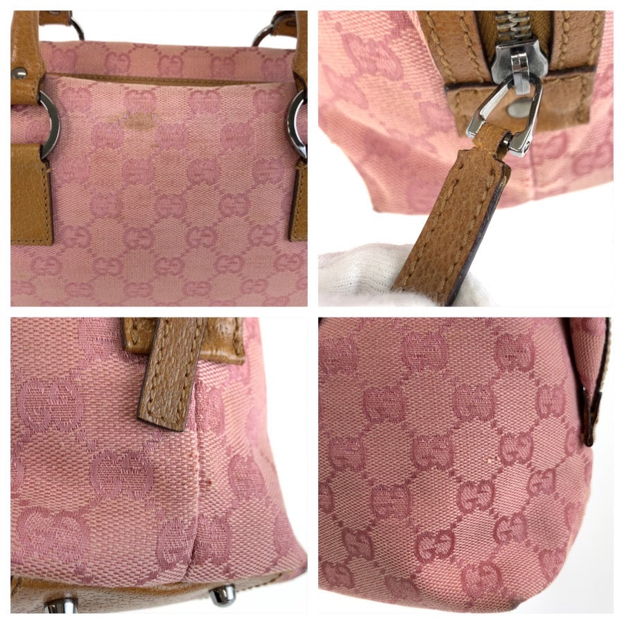 25738
GUCCI グッチ ピンク ブラウン シルバー金具 GGキャンバス / レザー 113009 ハンドバッグ レディース AB28