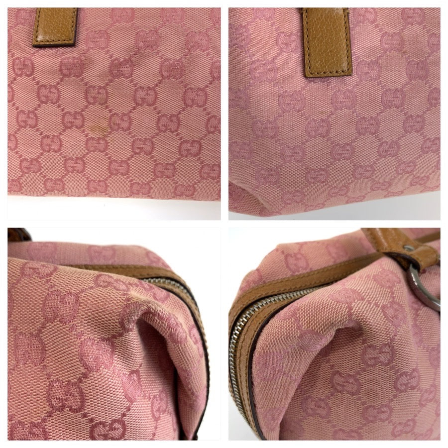 25738
GUCCI グッチ ピンク ブラウン シルバー金具 GGキャンバス / レザー 113009 ハンドバッグ レディース AB28