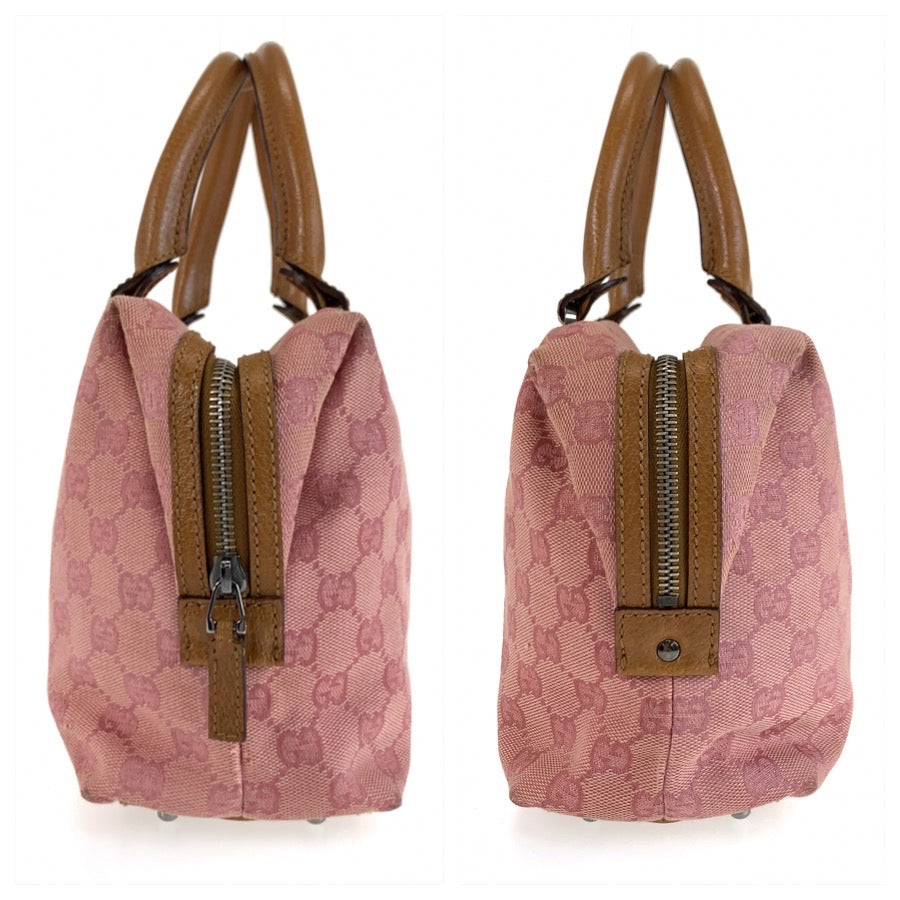 25738
GUCCI グッチ ピンク ブラウン シルバー金具 GGキャンバス / レザー 113009 ハンドバッグ レディース AB28