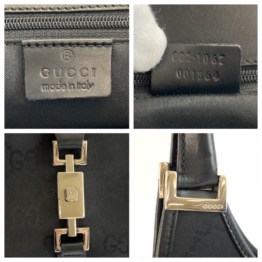 25741
GUCCI グッチ ジャッキー ブラック 黒 GGキャンバス / レザー 002 1062 ハンドバッグ ショルダーバッグ レディース A63