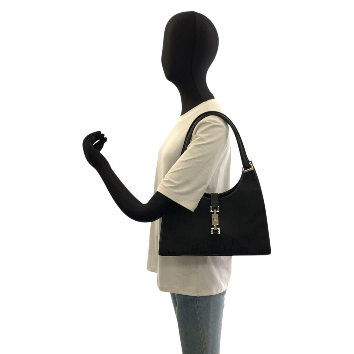 25741
GUCCI グッチ ジャッキー ブラック 黒 GGキャンバス / レザー 002 1062 ハンドバッグ ショルダーバッグ レディース A63