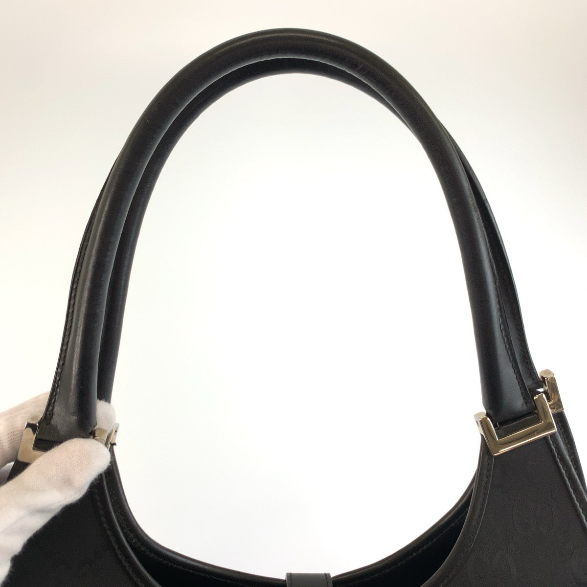 25741
GUCCI グッチ ジャッキー ブラック 黒 GGキャンバス / レザー 002 1062 ハンドバッグ ショルダーバッグ レディース A63