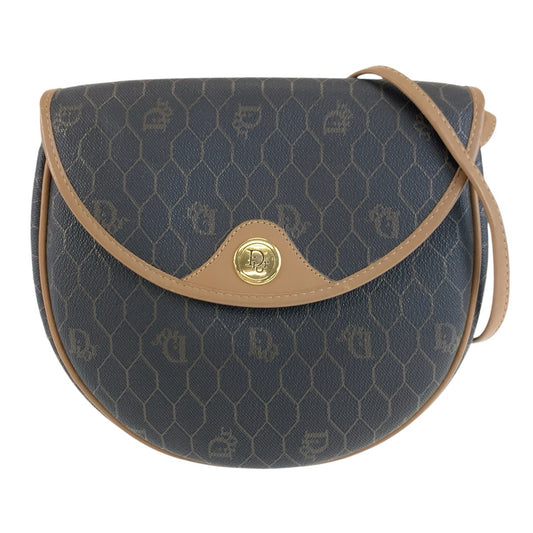 25746
Christian Dior クリスチャンディオール ヴィンテージ ハニカム柄 ブラウン ゴールド金具 PVC ショルダーバッグ ポシェット レディース A40