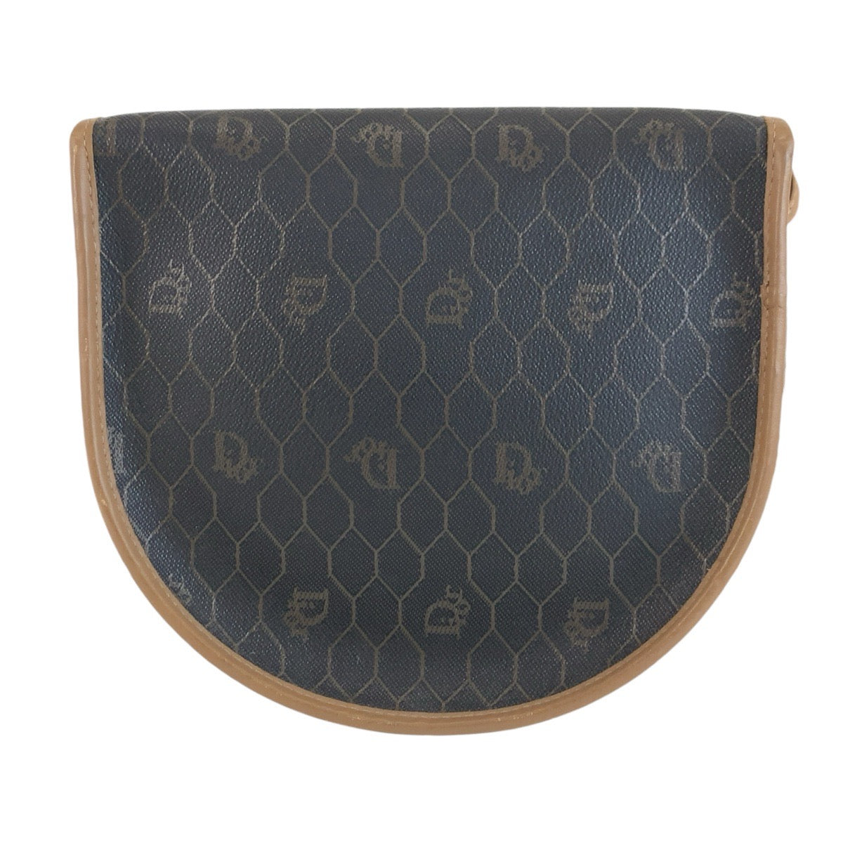25746
Christian Dior クリスチャンディオール ヴィンテージ ハニカム柄 ブラウン ゴールド金具 PVC ショルダーバッグ ポシェット レディース A40
