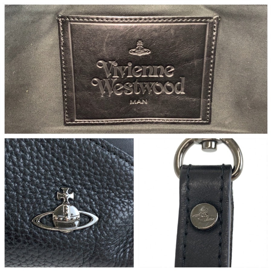 25747
Vivienne Westwood ヴィヴィアンウエストウッド ブラック 黒 シルバー金具 レザー クラッチバッグ セカンドバッグ 男女兼用 メンズ ABP21