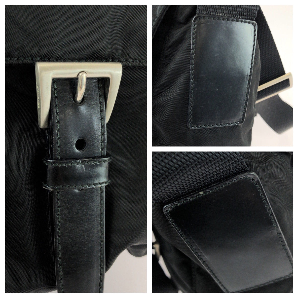 25748
PRADA プラダ テスート 三角ロゴプレート ブラック 黒 シルバー金具 ナイロン / レザー ショルダーバッグ メッセンジャーバッグ レディース ABP35