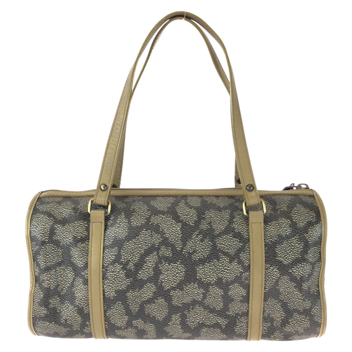 25749
YVES SAINT LAURENT イヴ サンローラン ヴィンテージ YSL ブラウン ベージュ ゴールド金具 PVC / レザー ハンドバッグ ミニボストンバッグ レディース ABP21