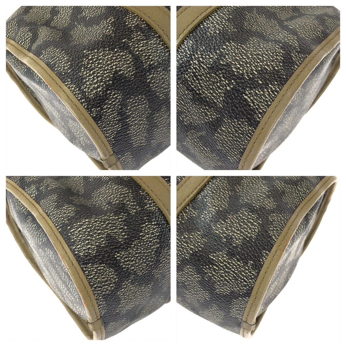 25749
YVES SAINT LAURENT イヴ サンローラン ヴィンテージ YSL ブラウン ベージュ ゴールド金具 PVC / レザー ハンドバッグ ミニボストンバッグ レディース ABP21