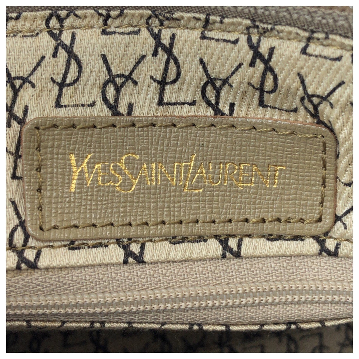 25749
YVES SAINT LAURENT イヴ サンローラン ヴィンテージ YSL ブラウン ベージュ ゴールド金具 PVC / レザー ハンドバッグ ミニボストンバッグ レディース ABP21