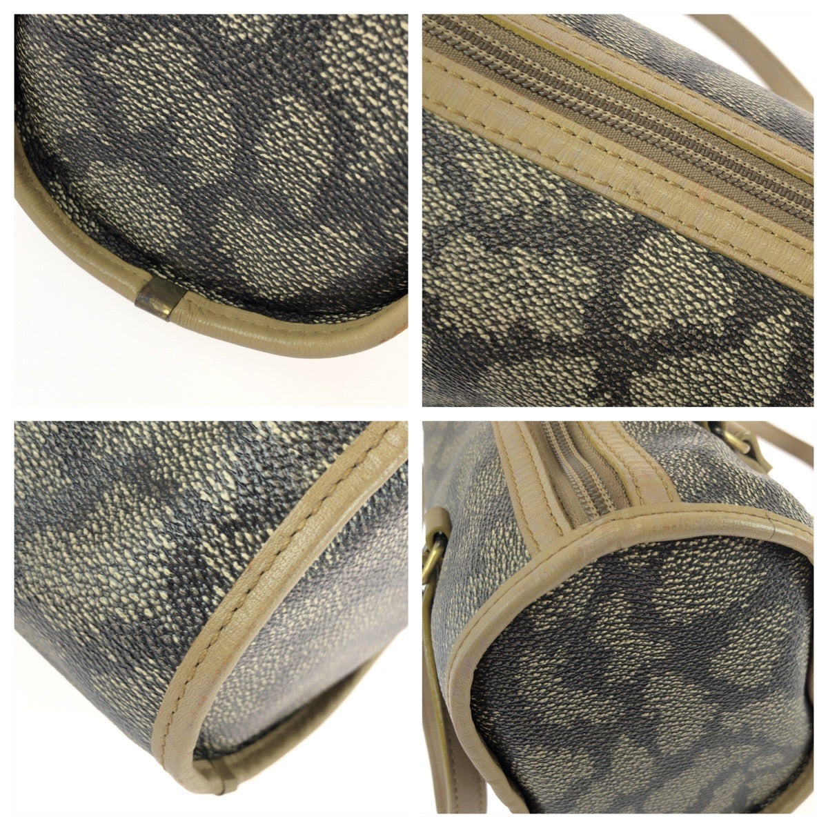 25749
YVES SAINT LAURENT イヴ サンローラン ヴィンテージ YSL ブラウン ベージュ ゴールド金具 PVC / レザー ハンドバッグ ミニボストンバッグ レディース ABP21