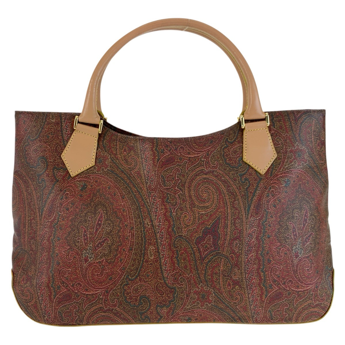 25750
ETRO エトロ ペイズリー柄 ブラウン ゴールド金具 PVC 1457-9906 ハンドバッグ トートバッグ レディース ABP21