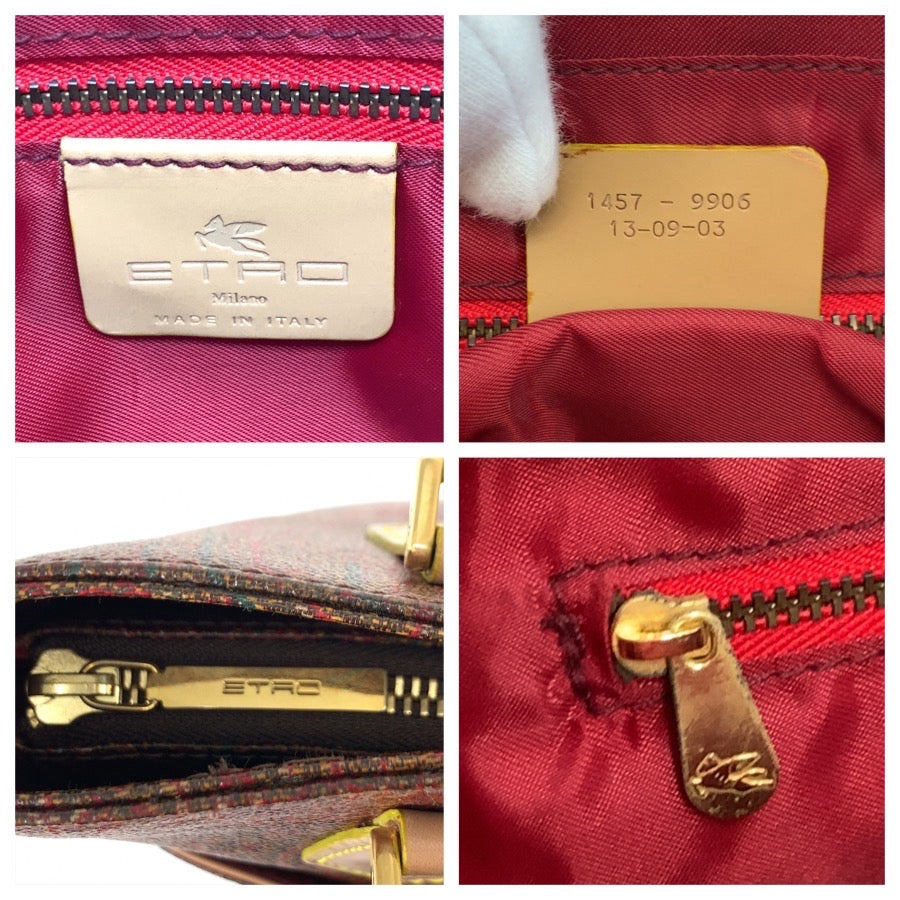 25750
ETRO エトロ ペイズリー柄 ブラウン ゴールド金具 PVC 1457-9906 ハンドバッグ トートバッグ レディース ABP21