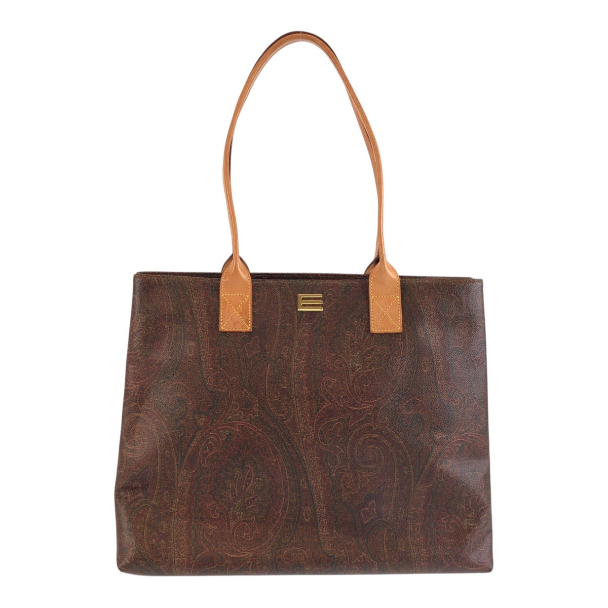25751
ETRO エトロ ペイズリー柄 ブラウン ベージュ PVC / レザー N1069933 トートバッグ ショルダーバッグ レディース ABP21