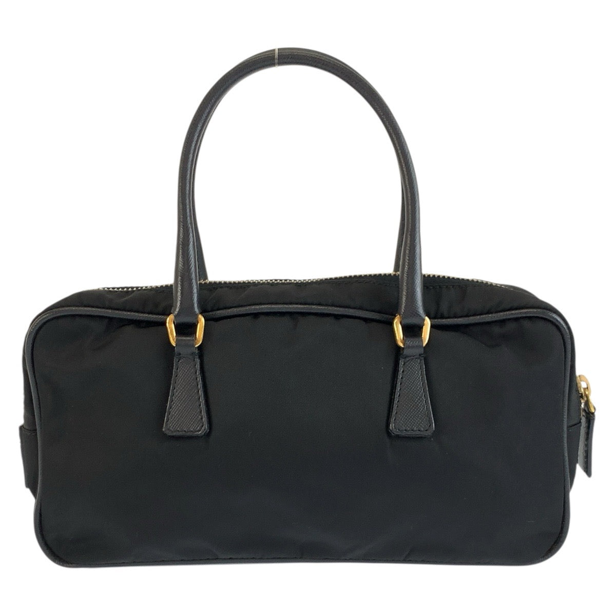 25753
PRADA プラダ テスート 三角ロゴプレート ブラック 黒 ゴールド金具 ナイロン / レザー ハンドバッグ ミニボストンバッグ レディース ABP42