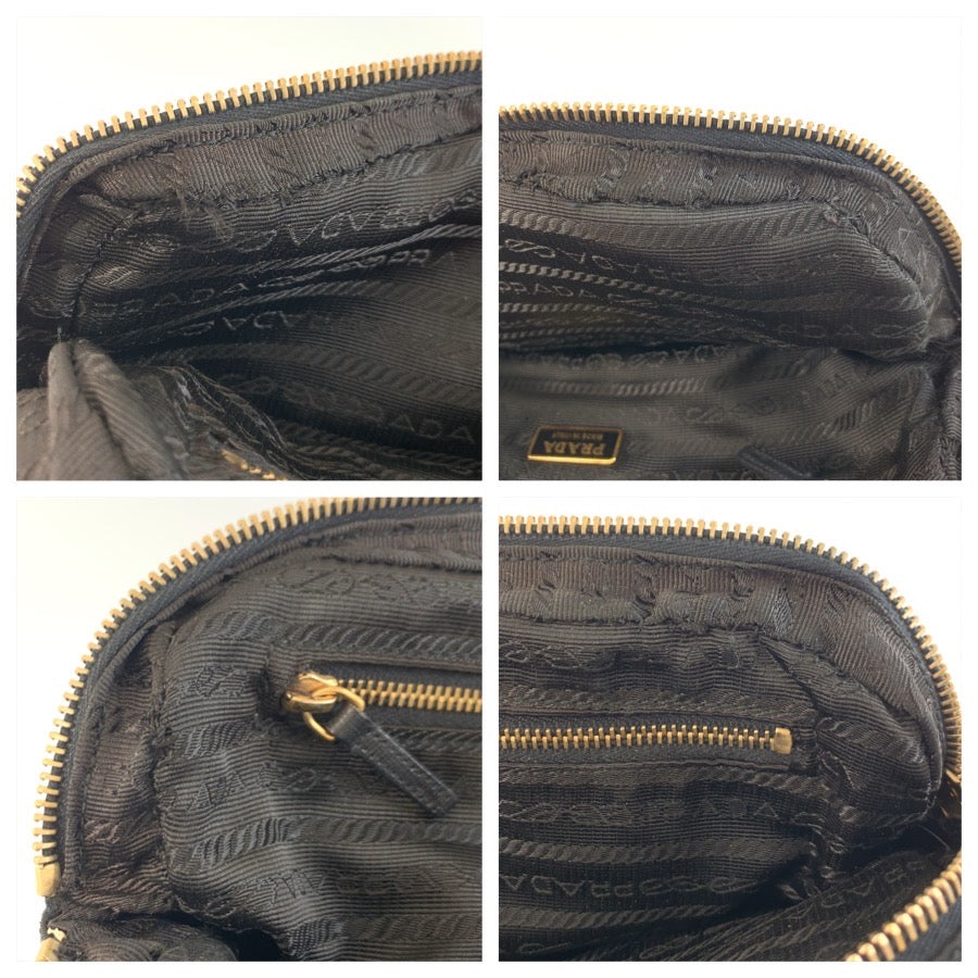 25753
PRADA プラダ テスート 三角ロゴプレート ブラック 黒 ゴールド金具 ナイロン / レザー ハンドバッグ ミニボストンバッグ レディース ABP42