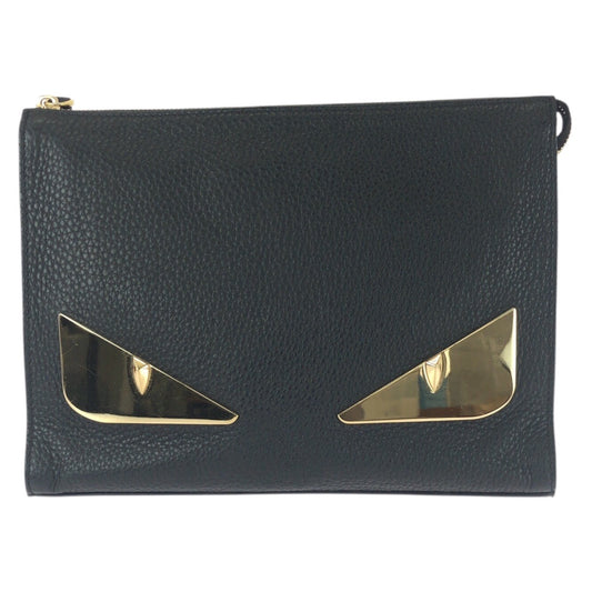25754
FENDI フェンディ バッグ バグズ モンスター ブラック 黒 ゴールド金具 レザー 7VA433 クラッチバッグ セカンドバッグ メンズ A35