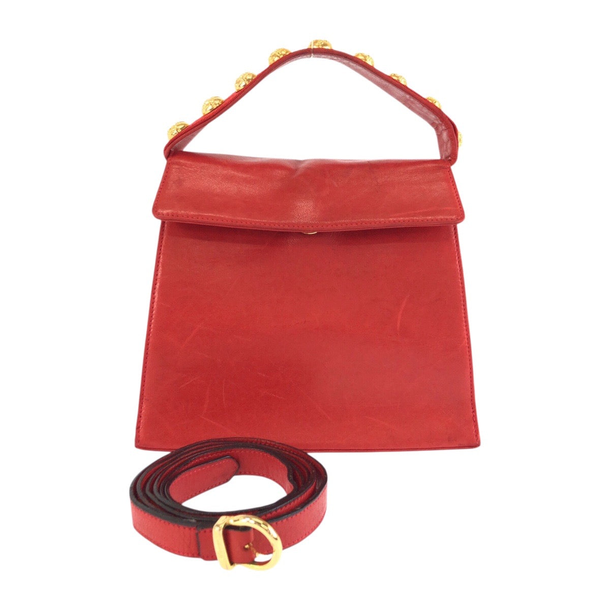 25755
Salvatore Ferragamo サルヴァトーレフェラガモ ヴィンテージ レッド ゴールド金具 ハンドバッグ ショルダーバッグ 2WAY レディース AB21