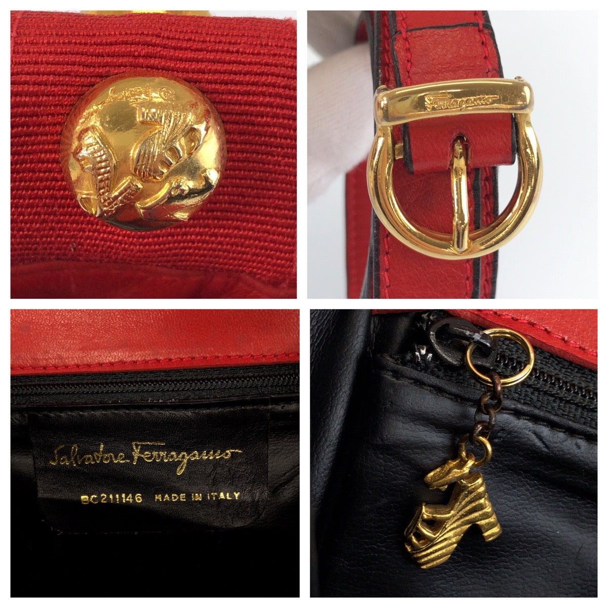25755
Salvatore Ferragamo サルヴァトーレフェラガモ ヴィンテージ レッド ゴールド金具 ハンドバッグ ショルダーバッグ 2WAY レディース AB21
