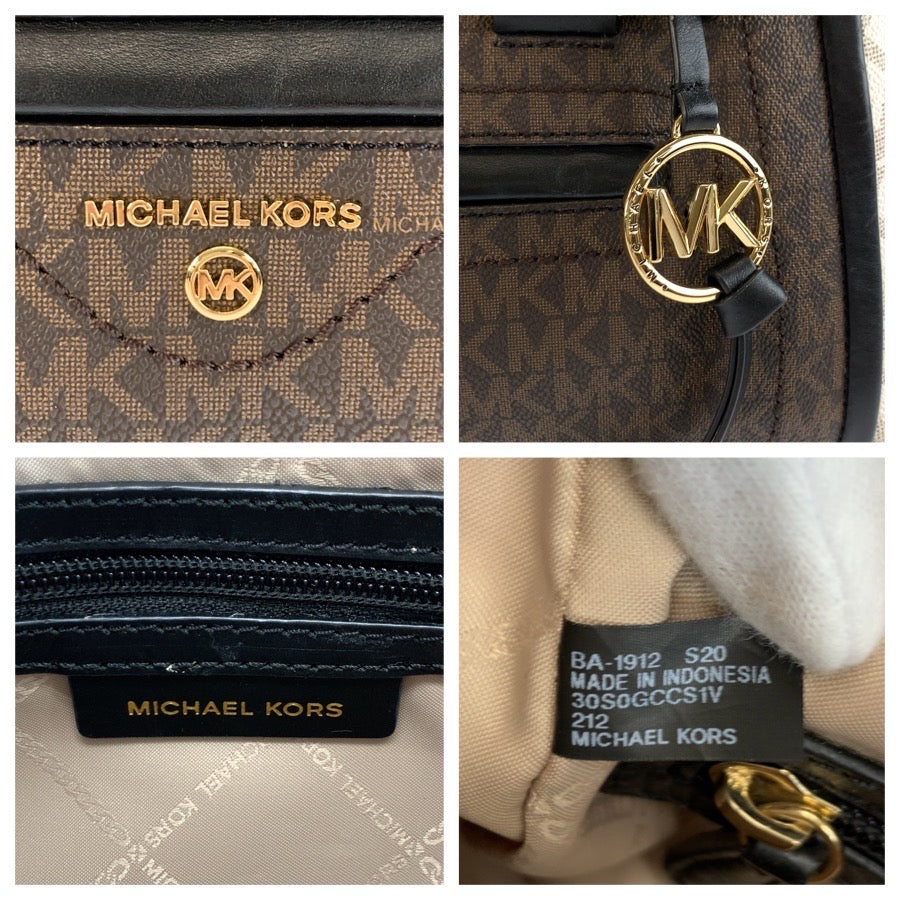 25758
Michael Kors マイケルコース MKシグネチャー サッチェル ブラウン ホワイト ブラック PVC 30S0GCCS1V ハンドバッグ ショルダーバッグ レディース ABP14