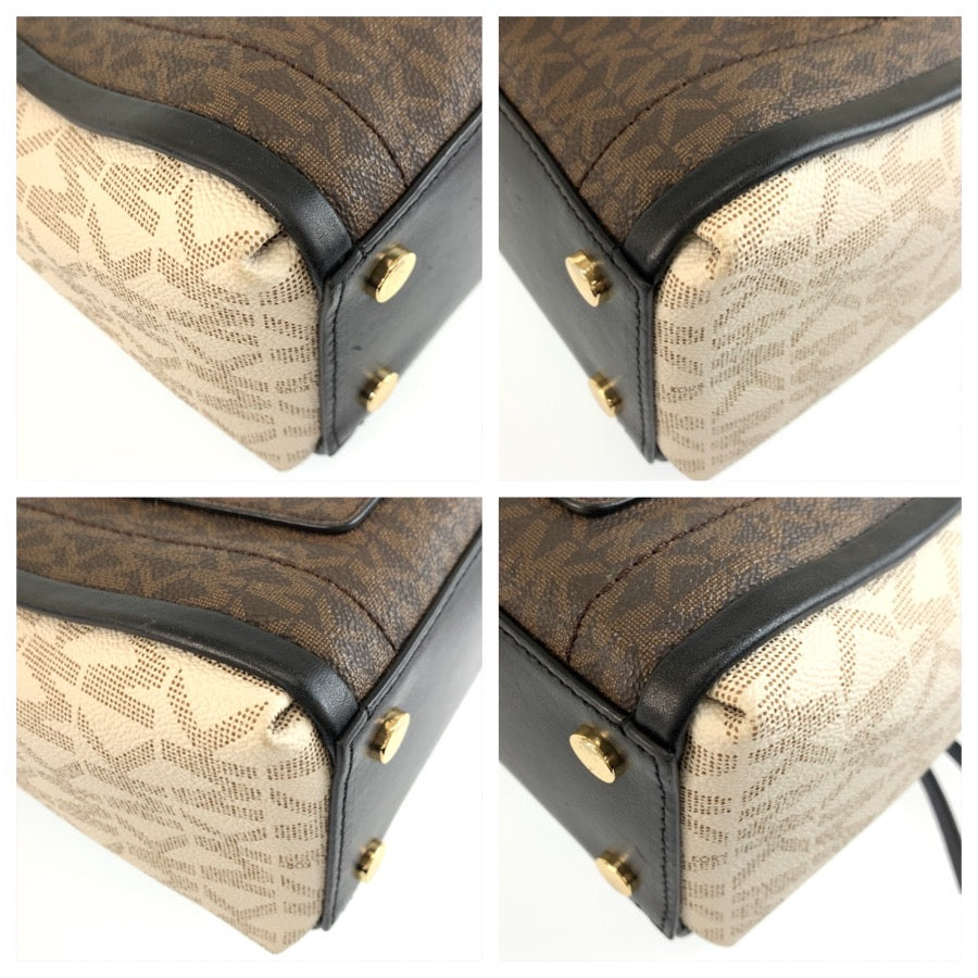 25758
Michael Kors マイケルコース MKシグネチャー サッチェル ブラウン ホワイト ブラック PVC 30S0GCCS1V ハンドバッグ ショルダーバッグ レディース ABP14