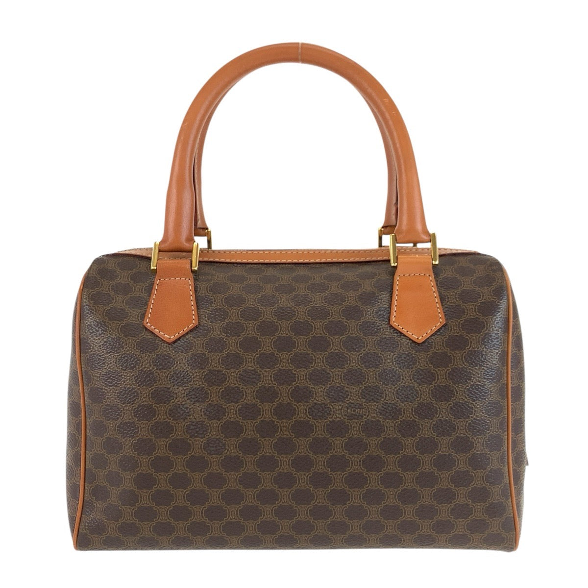 25760
CELINE セリーヌ ヴィンテージ マカダム ブラウン ゴールド金具 PVC / レザー M14 ハンドバッグ ミニ ボストンバッグ ショルダーバッグ 2way レディース ABP42