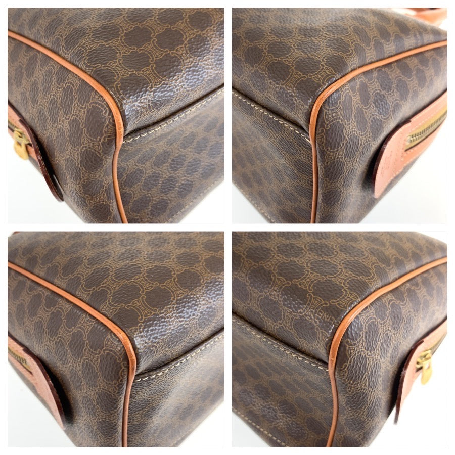 25760
CELINE セリーヌ ヴィンテージ マカダム ブラウン ゴールド金具 PVC / レザー M14 ハンドバッグ ミニ ボストンバッグ ショルダーバッグ 2way レディース ABP42