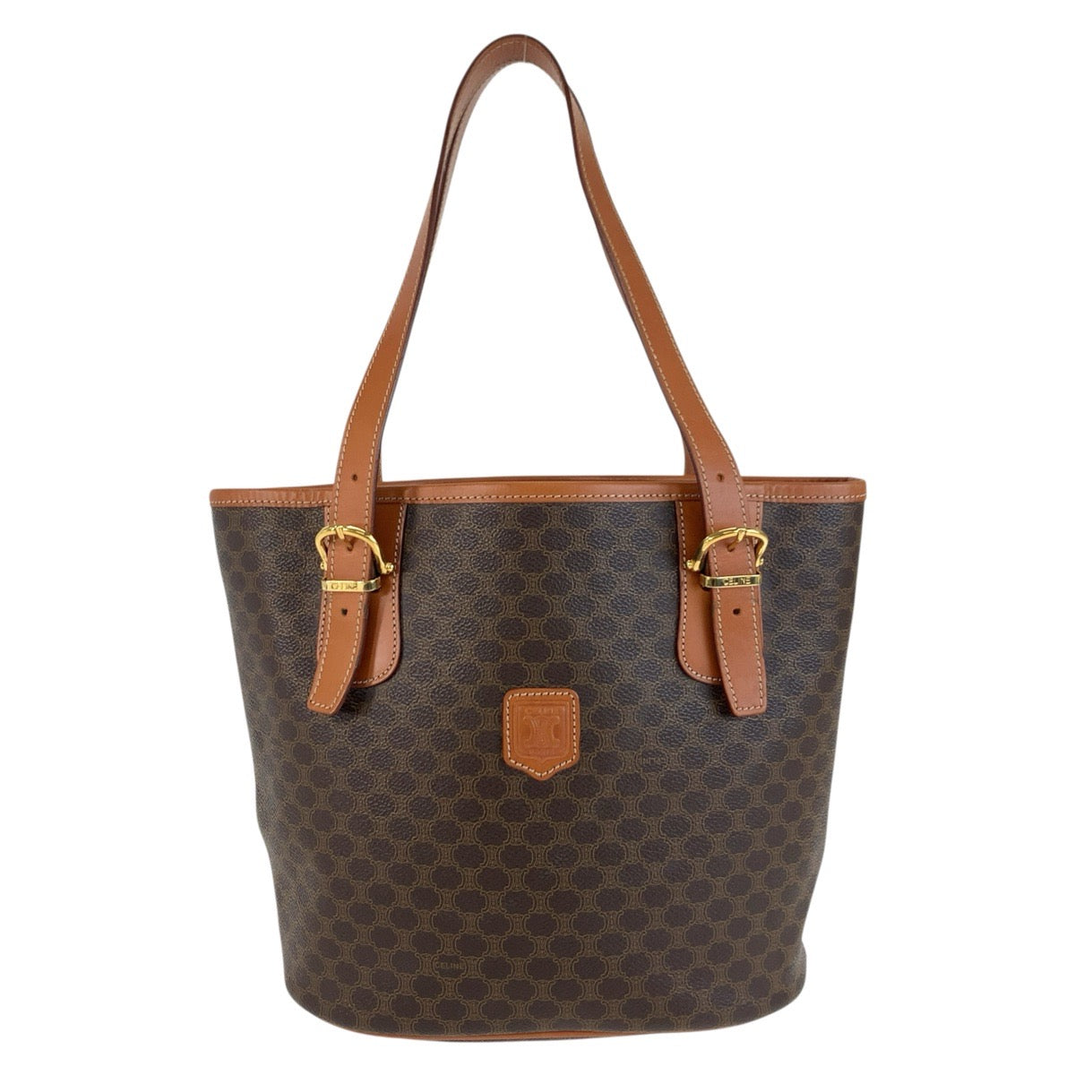 25761
CELINE セリーヌ マカダム ブラウン ゴールド金具 PVC / レザー MC97/2 トートバッグ ショルダーバッグ レディース AB42