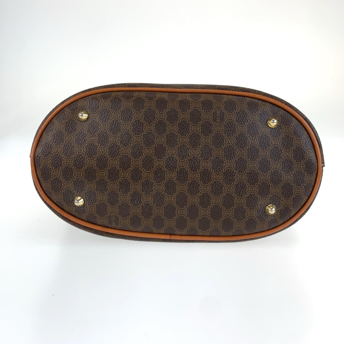 25761
CELINE セリーヌ マカダム ブラウン ゴールド金具 PVC / レザー MC97/2 トートバッグ ショルダーバッグ レディース AB42