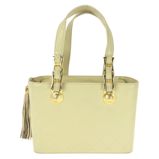 25763
VERSACE ヴェルサーチ ヴィンテージ サンバースト タッセル イエロー ゴールド金具 レザー / メッキ ハンドバッグ レディース ABP35