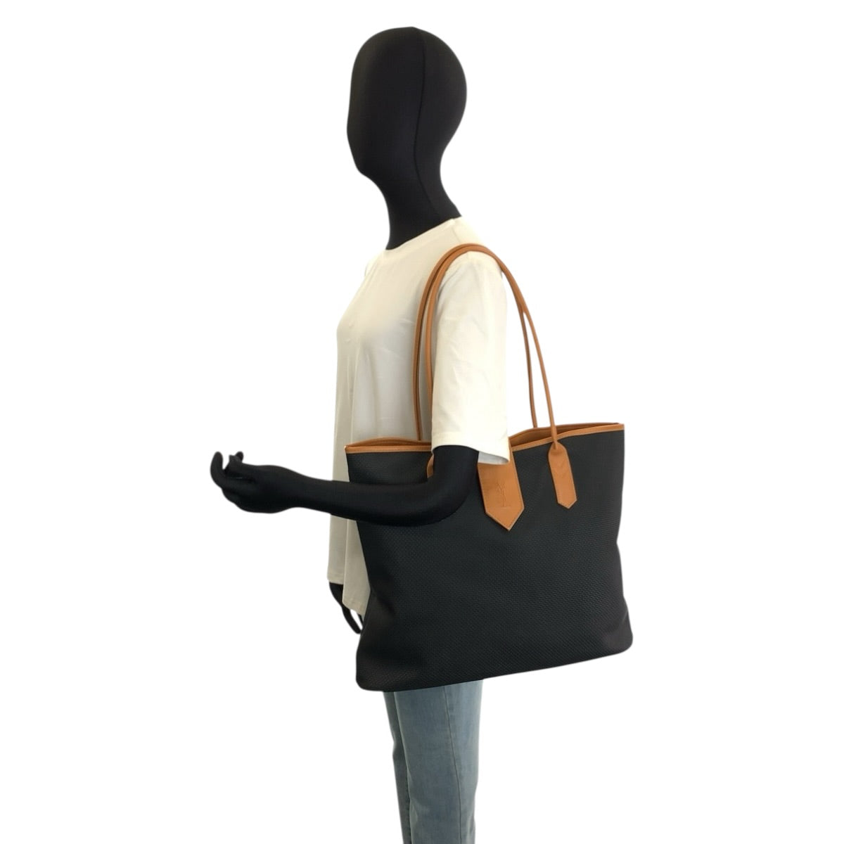 25766
YVES SAINT LAURENT イヴ サンローラン YSL ブラック 黒 ブラウン PVC トートバッグ ショルダーバッグ レディース ABP35