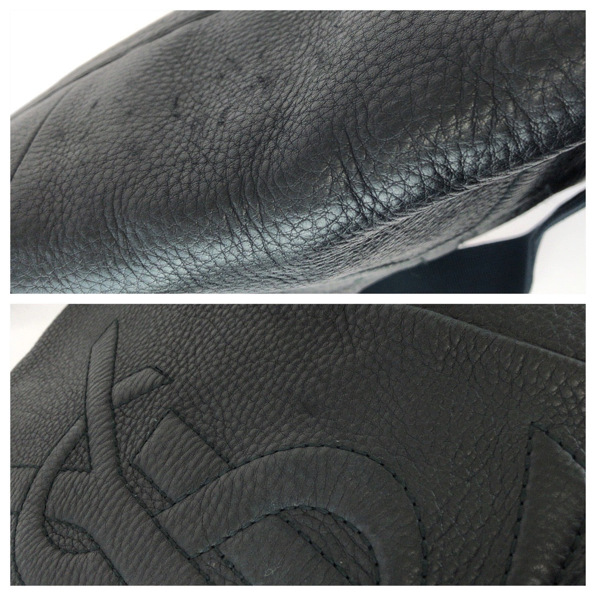 25768
YVES SAINT LAURENT イヴ サンローラン ヴィンテージ YSL ブラック ネイビー ゴールド金具 レザー ショルダーバッグ メッセンジャーバッグ メンズ ABP74