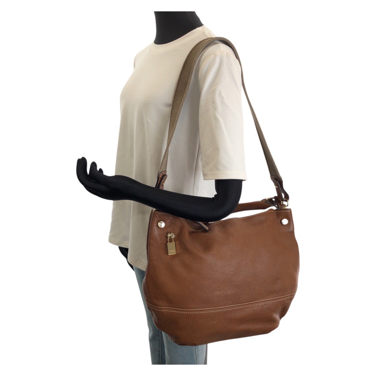 25770
Furla フルラ モンマルトル ２way ブラウン ゴールド金具 レザー / キャンバス 144778 ショルダーバッグ ハンドバッグ レディース AB12