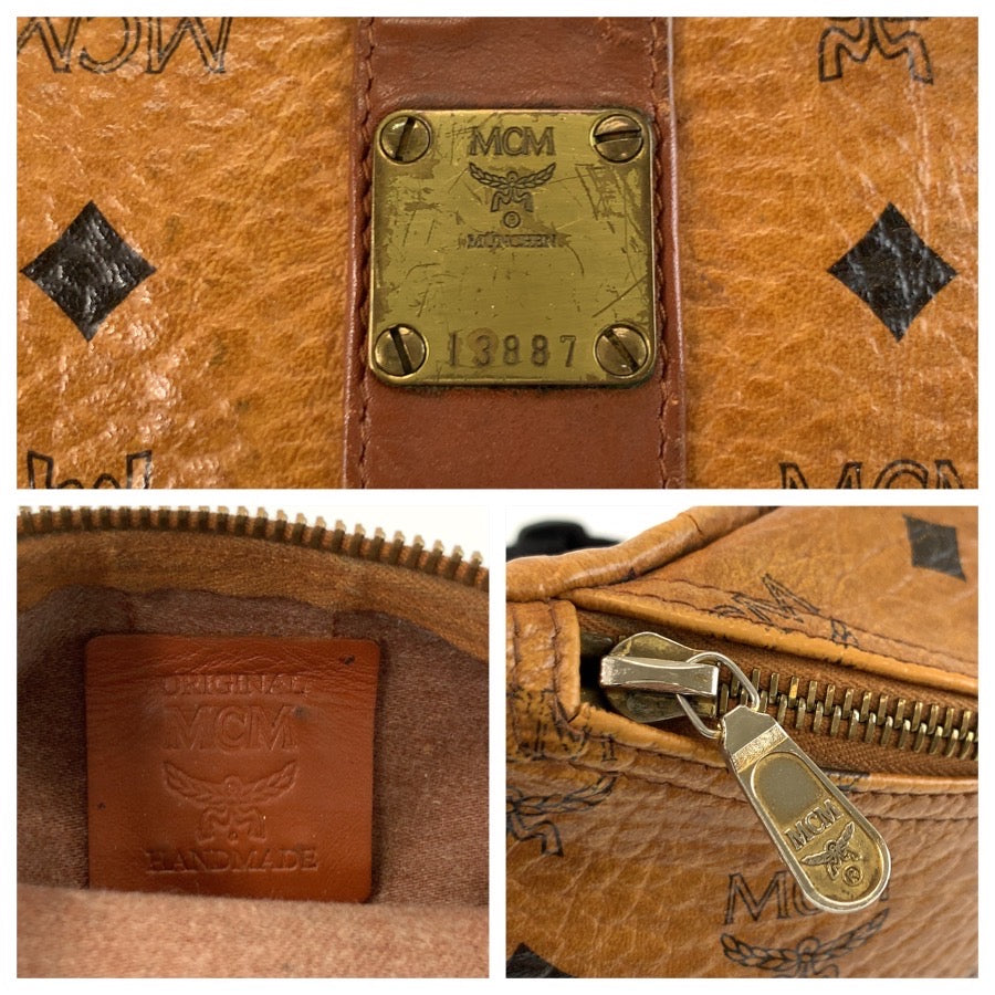 25771
MCM エム シー エム ヴィセトス ブラウン ゴールド金具 PVC ボディバッグ ウエストポーチ バムバッグ レディース AB21