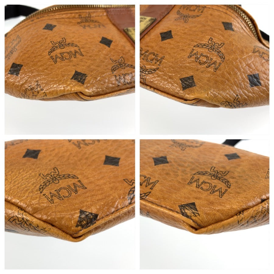 25771
MCM エム シー エム ヴィセトス ブラウン ゴールド金具 PVC ボディバッグ ウエストポーチ バムバッグ レディース AB21