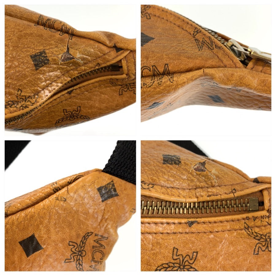 25771
MCM エム シー エム ヴィセトス ブラウン ゴールド金具 PVC ボディバッグ ウエストポーチ バムバッグ レディース AB21