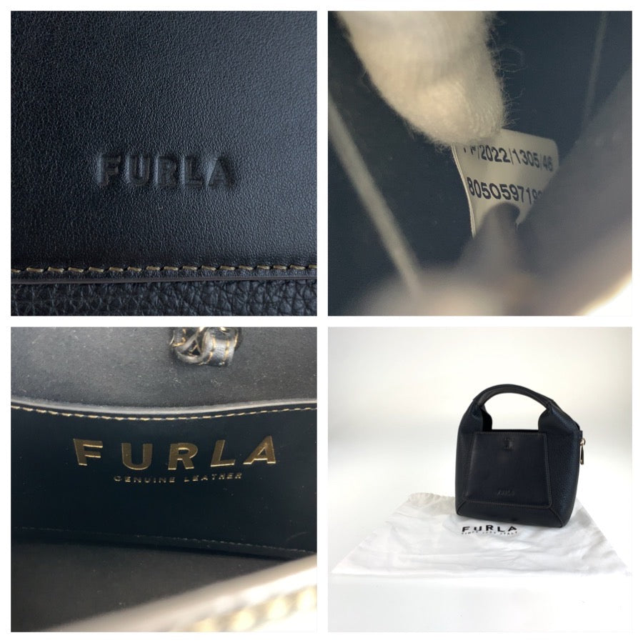 25772
Furla フルラ ジルダ ブラック 黒 ゴールド金具 レザー FP/2022/1305/46 ハンドバッグ レディース A14
