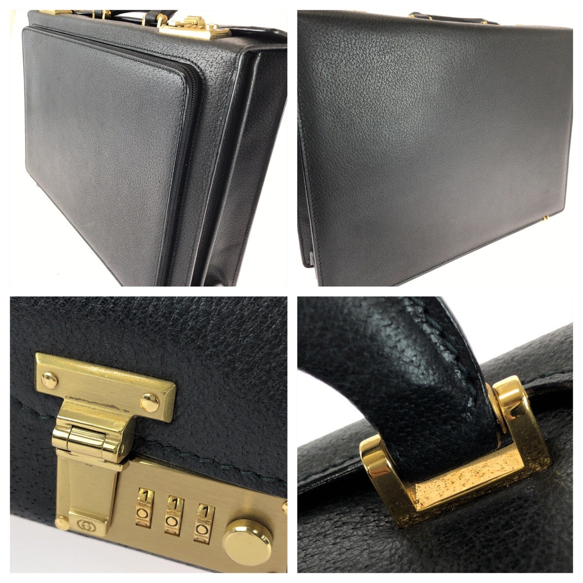 25775
GUCCI グッチ ヴィンテージ オールドグッチ プレステージ レザーアタッシュケース ブラック 黒 ゴールド金具 レザー 0151660501 ビジネスバッグ ドクターバッグ メンズ A49