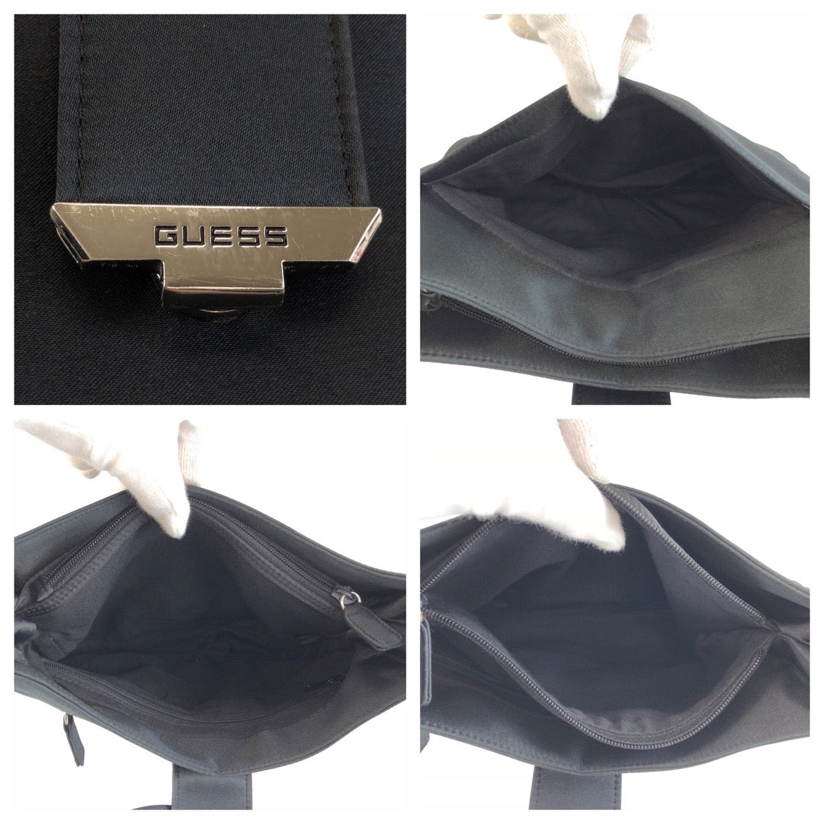 25776
Guess ゲス ブラック 黒 シルバー金具 キャンバス ショルダーバッグ レディース AB2