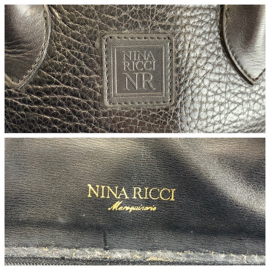 25780
NINA RICCI ニナリッチ ブラック 黒 レザー ハンドバッグ レディース AB3