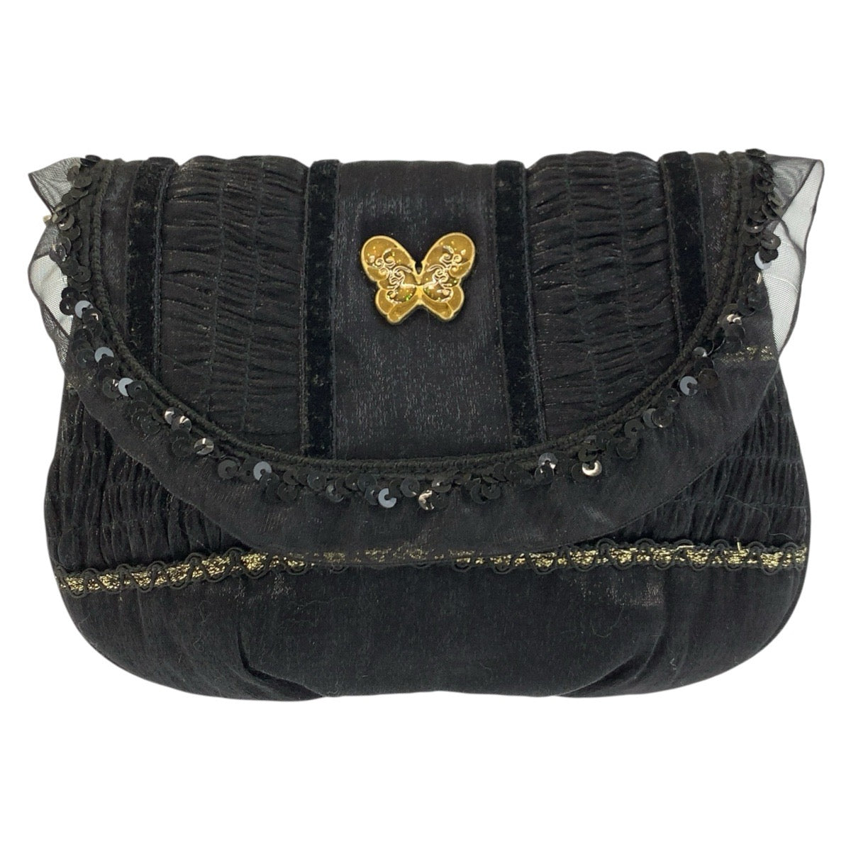 25790
ANNA SUI アナスイ スパンコール ミラー付き ブラック 黒 ポリエステル ポーチ コスメポーチ レディース A1