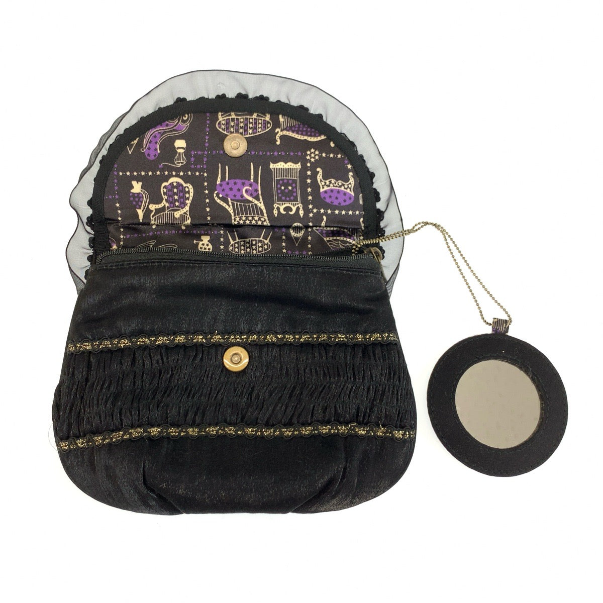 25790
ANNA SUI アナスイ スパンコール ミラー付き ブラック 黒 ポリエステル ポーチ コスメポーチ レディース A1