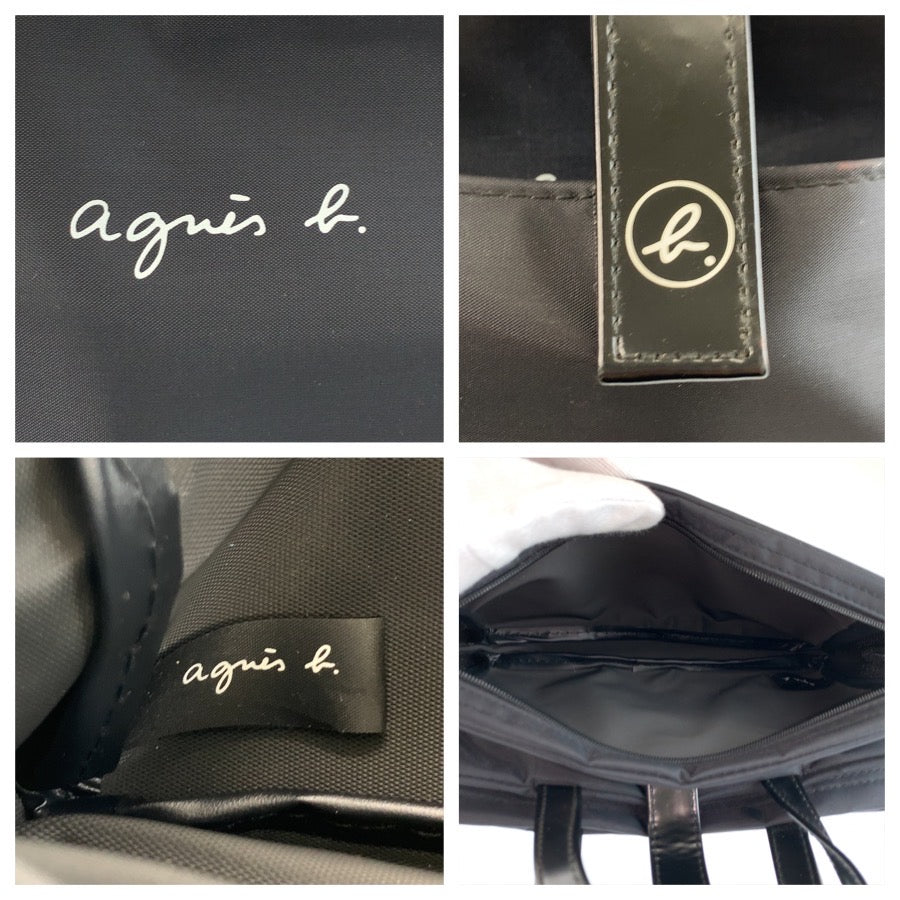 25814
agnes b. アニエスベー ブラック 黒 ナイロン ハンドバッグ レディース AB1