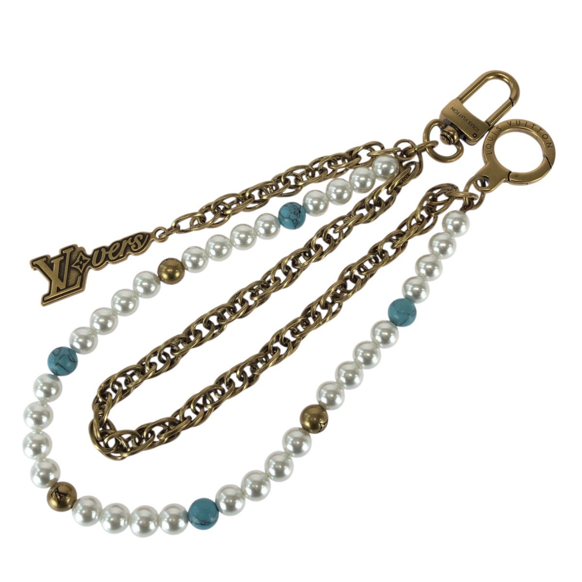 25855
LOUIS VUITTON ルイヴィトン チェーン ターコイズロデオ ホワイト ブルー ゴールド金具 メタル M02097 チャーム バッグチャーム ウエストチェーン メンズ A105