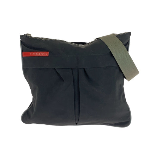 25866
PRADA SPORTS プラダスポーツ ブラック カーキ シルバー金具 ナイロン ショルダーバッグ ポシェット メンズ ABP30