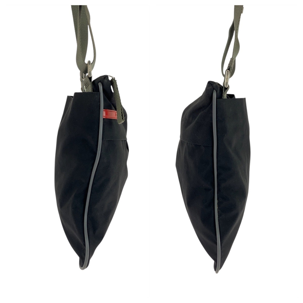 25866
PRADA SPORTS プラダスポーツ ブラック カーキ シルバー金具 ナイロン ショルダーバッグ ポシェット メンズ ABP30