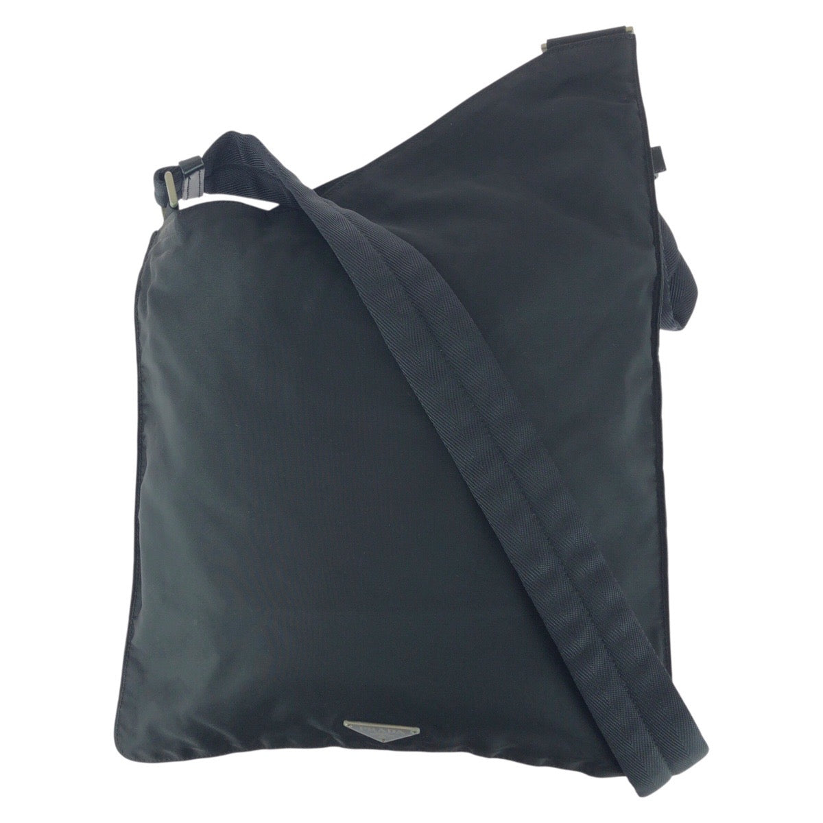25867
PRADA プラダ テスート 三角ロゴプレート ブラック 黒 シルバー金具 ナイロン ショルダーバッグ サコッシュ ポシェット メンズ ABP35
